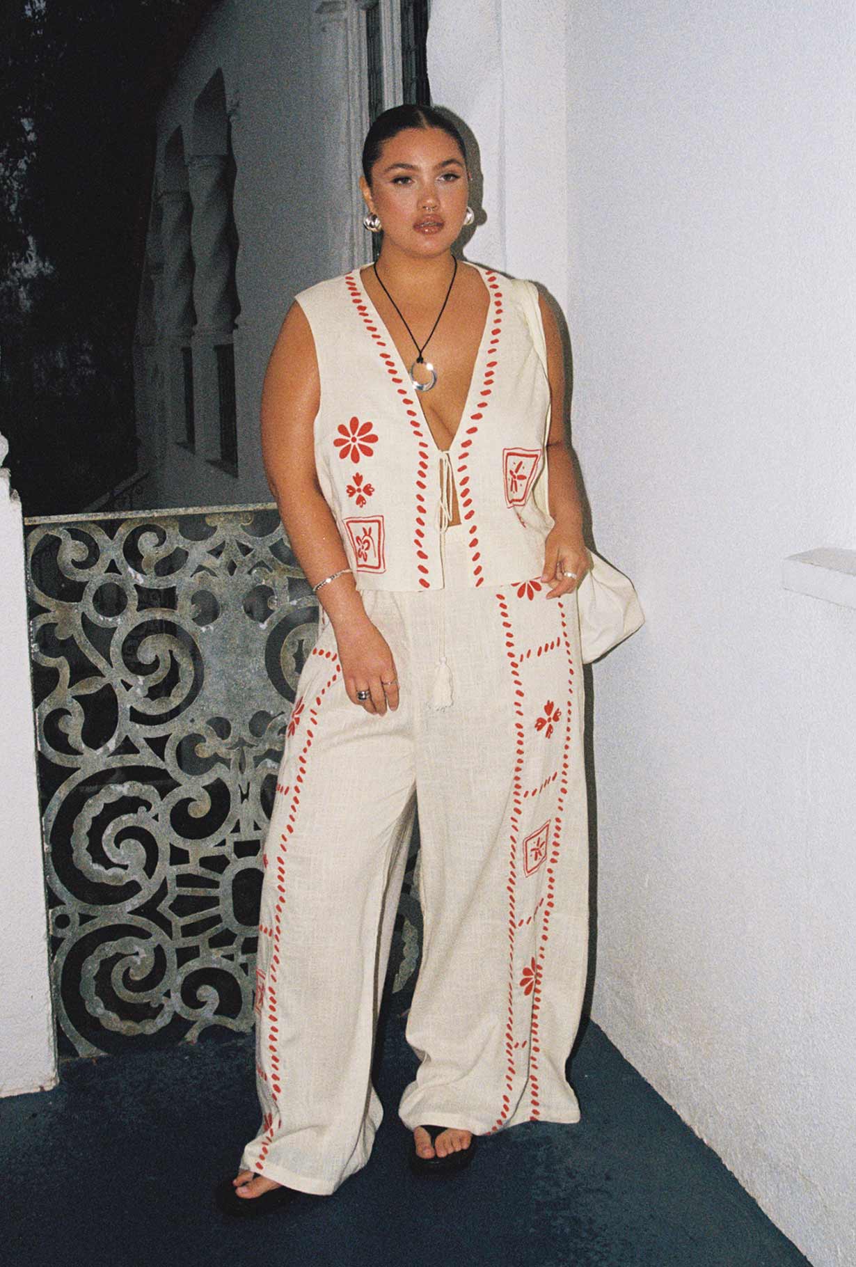 Grazia Pants Cream / Red Curve、mySite、solidvoid