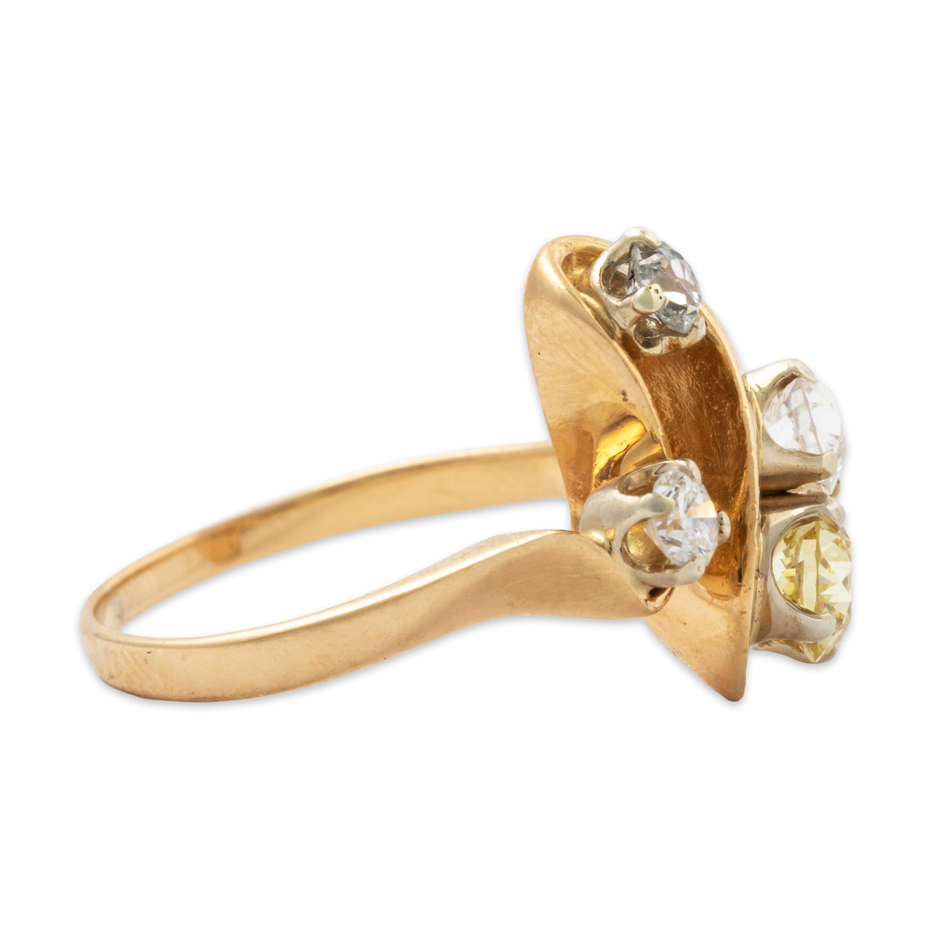 Vintage 14k Yellow Gold 1.04cttw Yellow & White Diamond River Of Light Ring 6.25、mySite、hinf8tx79