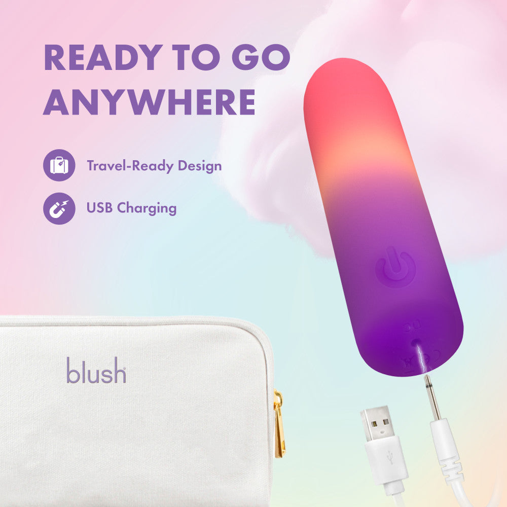 Play With Me by Blush ®| Cotton Candy 4 Inch Silicone Bullet Vibrator – USB Rechargeable Clitoral Nipple Massager – In Multicolor、mySite、bottomscart