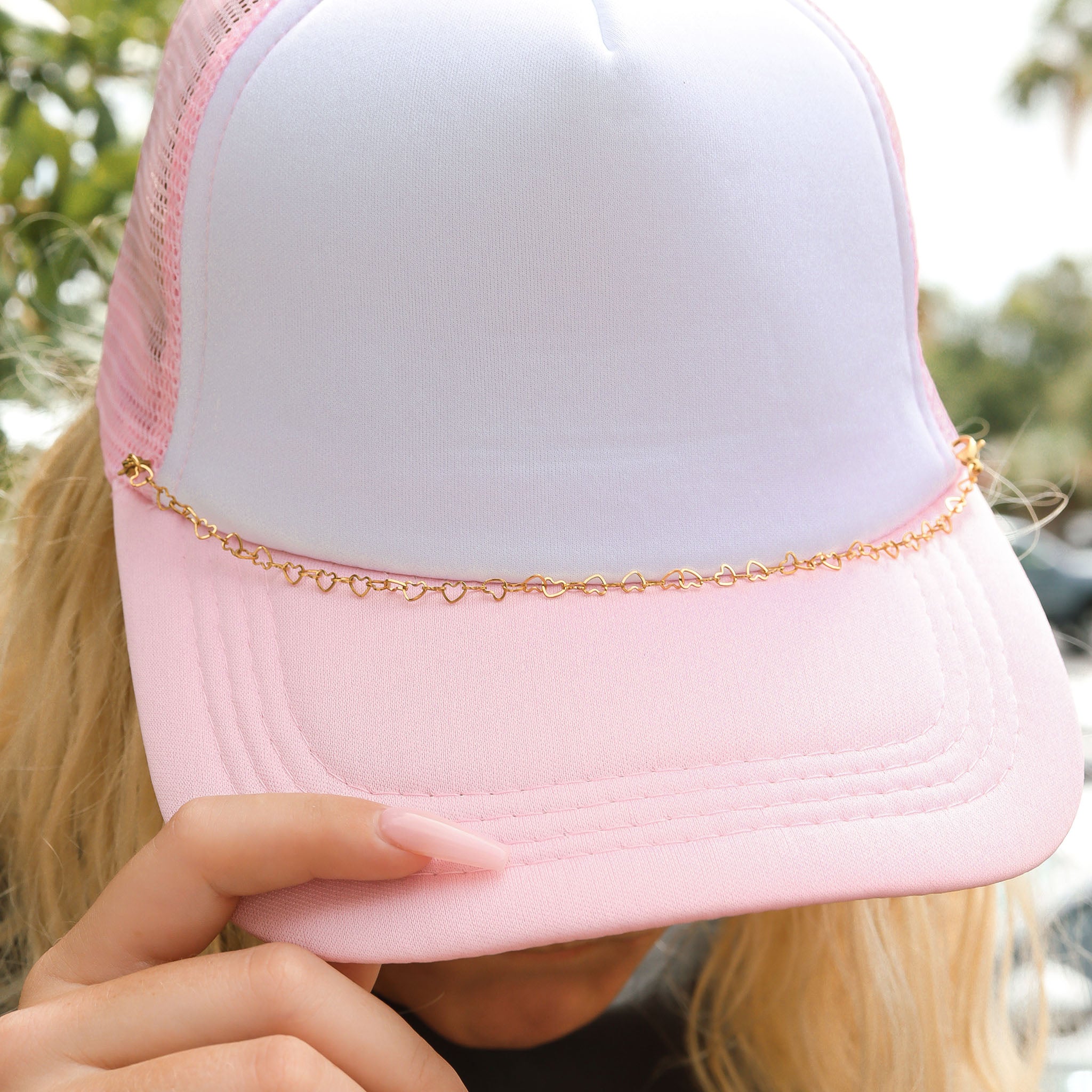 18K Gold PVD Stainless Steel Heart Trucker Hat Chain / CHN0042、mySite、dreamappss