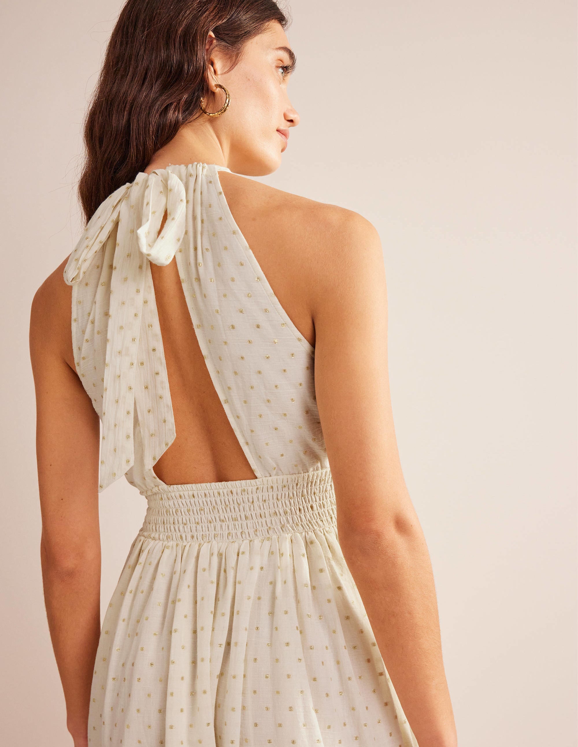  Metallic Detail Maxi Dress-Ivory, Gold Clip、mySite、ashleygrahame