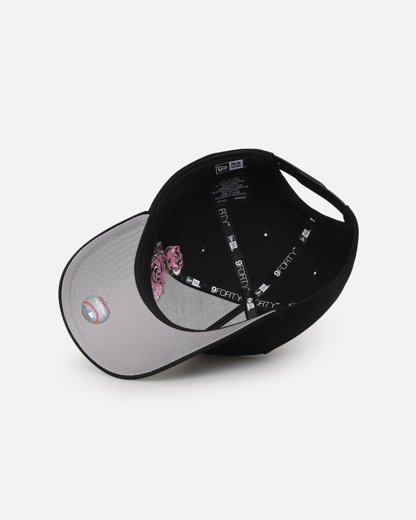 New Era Detroit Tigers 'Pink Rose Embroidery' 9FORTY A-Frame Snapback Black/Pink、mySite、zt4zffjzw