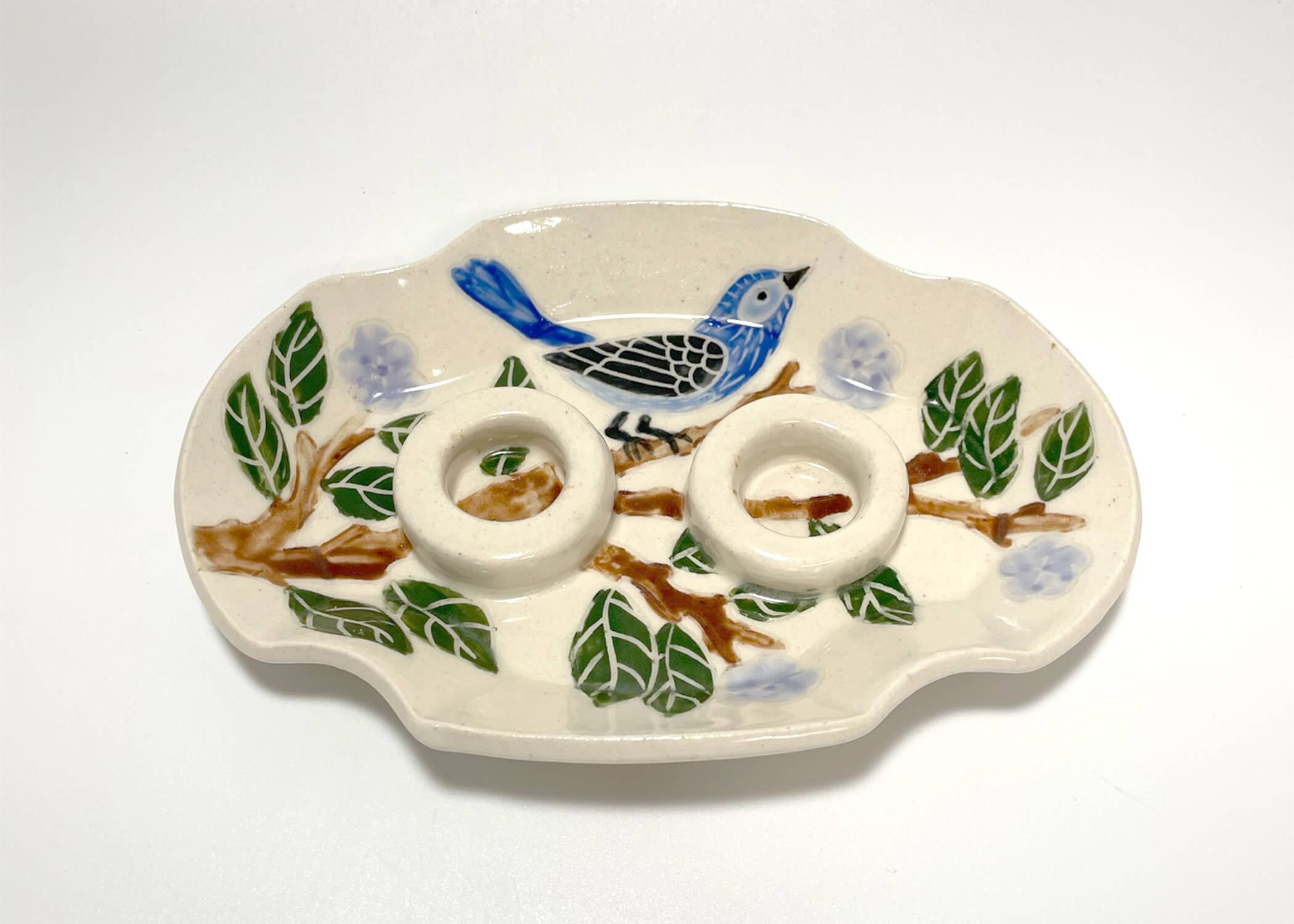 Blue Bird Porcelain Candlesticks Dish by Goodstein Ceramics、mySite、topwebapps