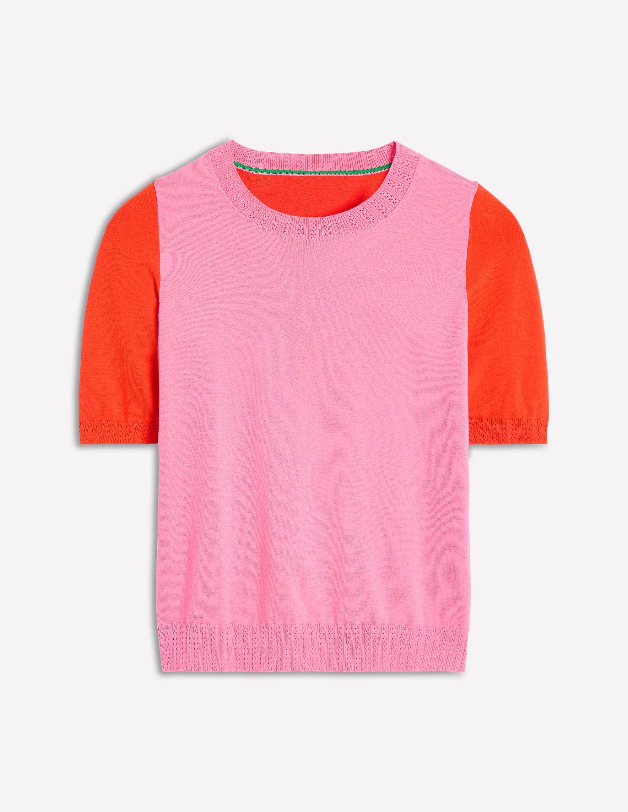  Emilia Cotton Crew T-shirt-Pink Rose / Firecracker Red、mySite、ashleygrahame