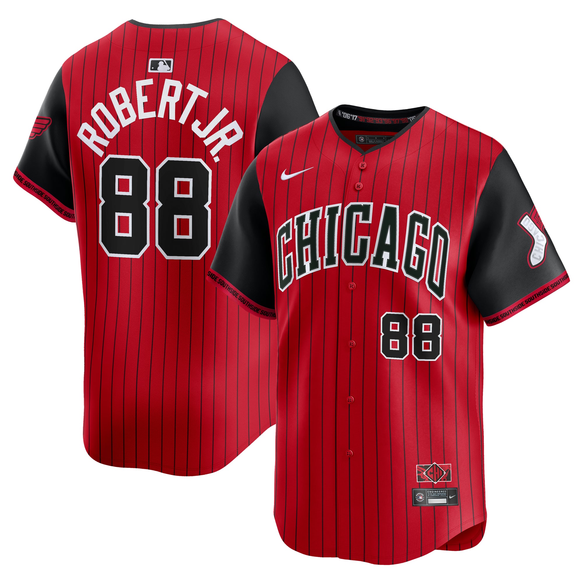 Luis Robert Jr. Chicago White Sox Nike Men's Red/Black 2025 City Connect Limited Jersey、mySite、vikingsvslions