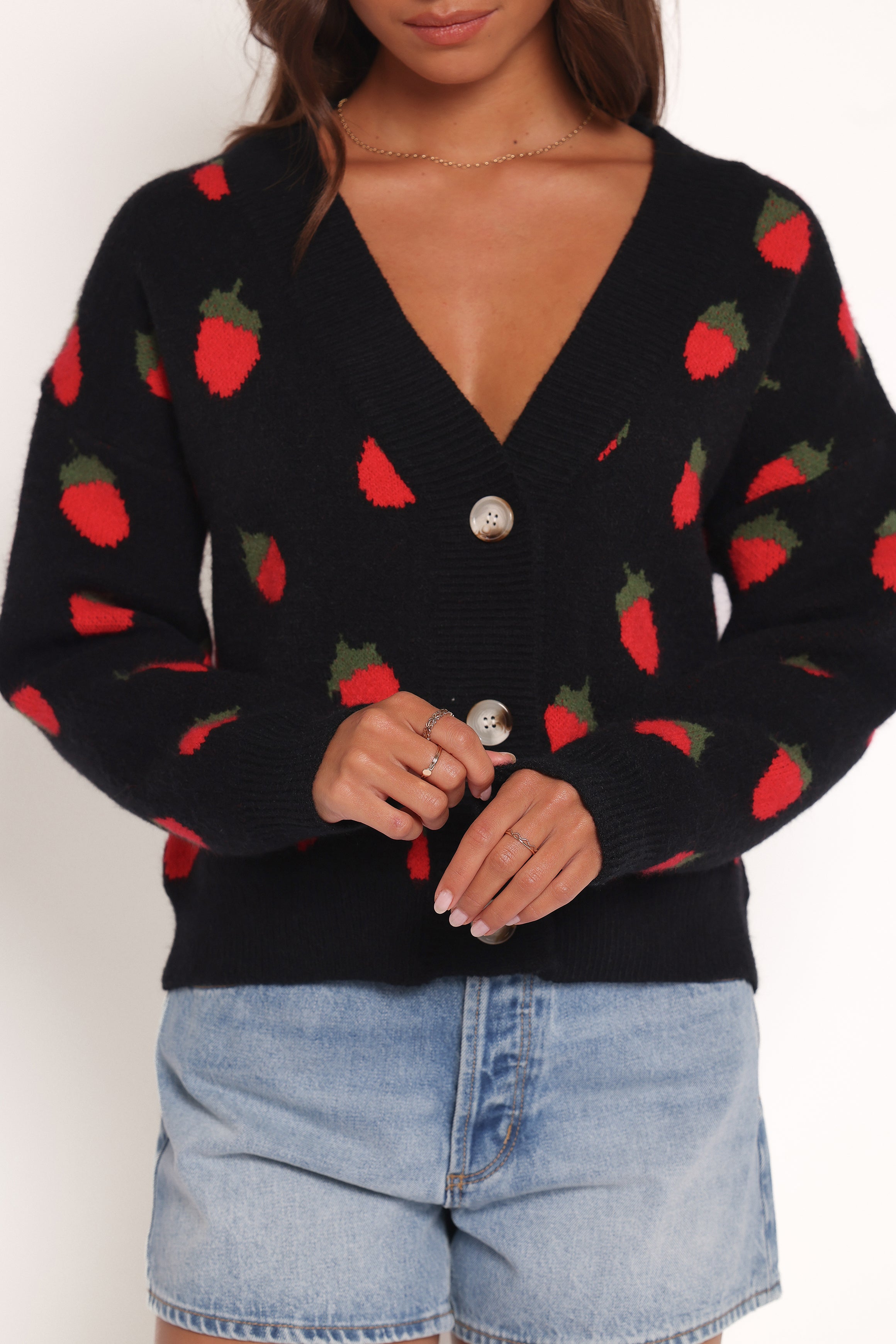  Judson Strawberry Knit Cardigan - Black、mySite、sugarbowlscore