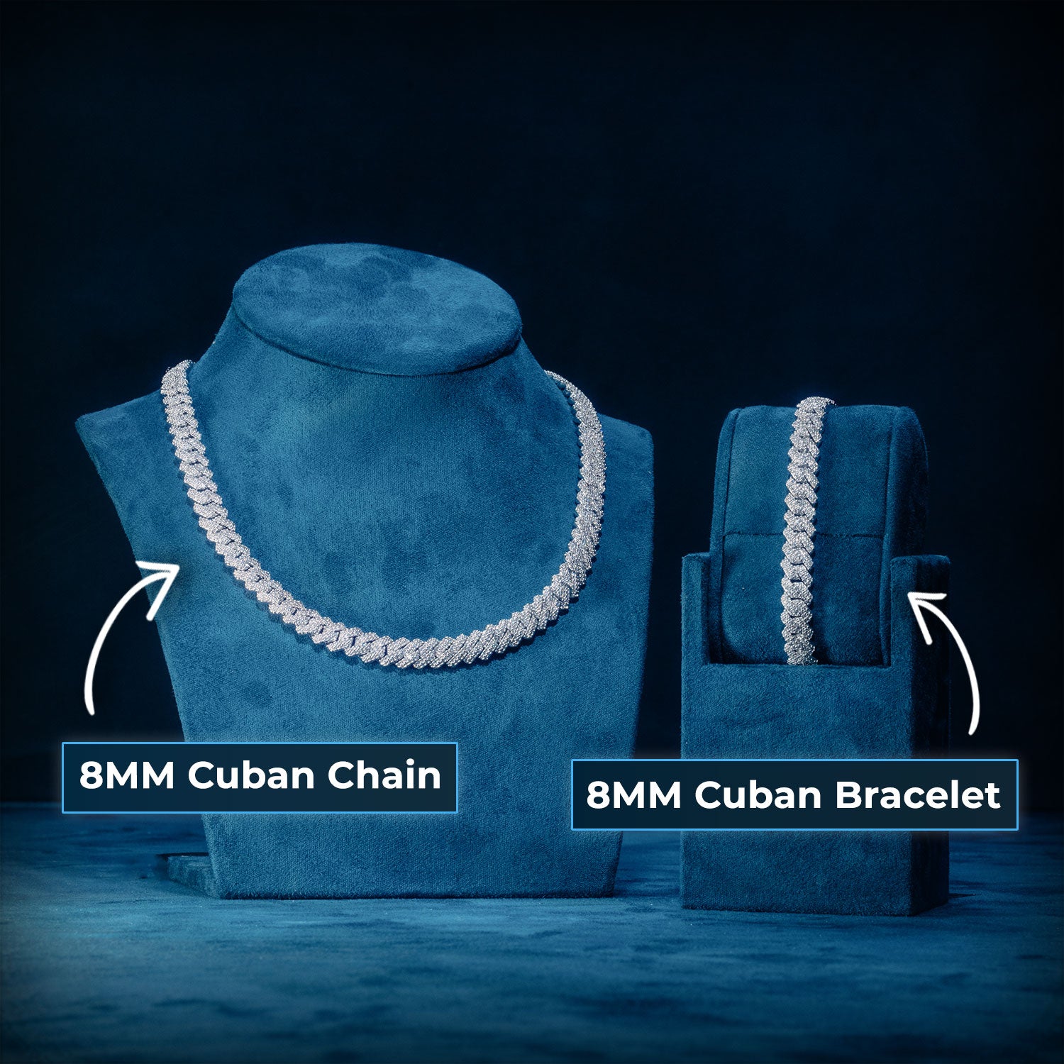 8MM VVS Cuban Link Chain and Bracelet Bundle 14K Gold、mySite、hinf8tx79