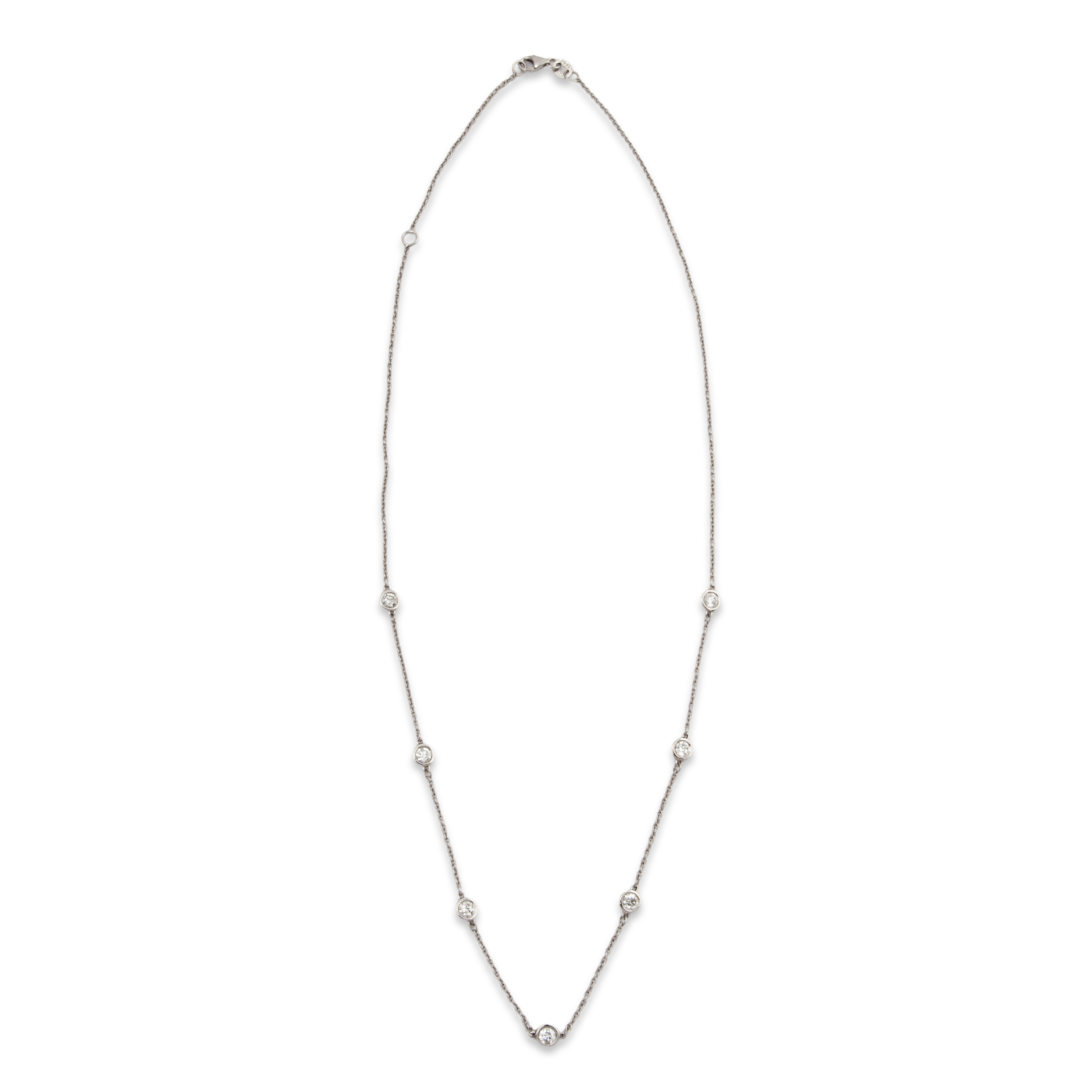 Vintage 14k White Gold .385cttw Diamond Station Adjustable Necklace 17、mySite、hinf8tx79