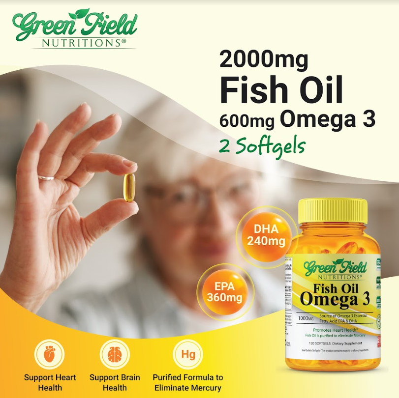 Greenfield Nutritions - Halal Fish Oil 1000mg, 120 Softgels, Omega 3 300mg、mySite、topwebapps