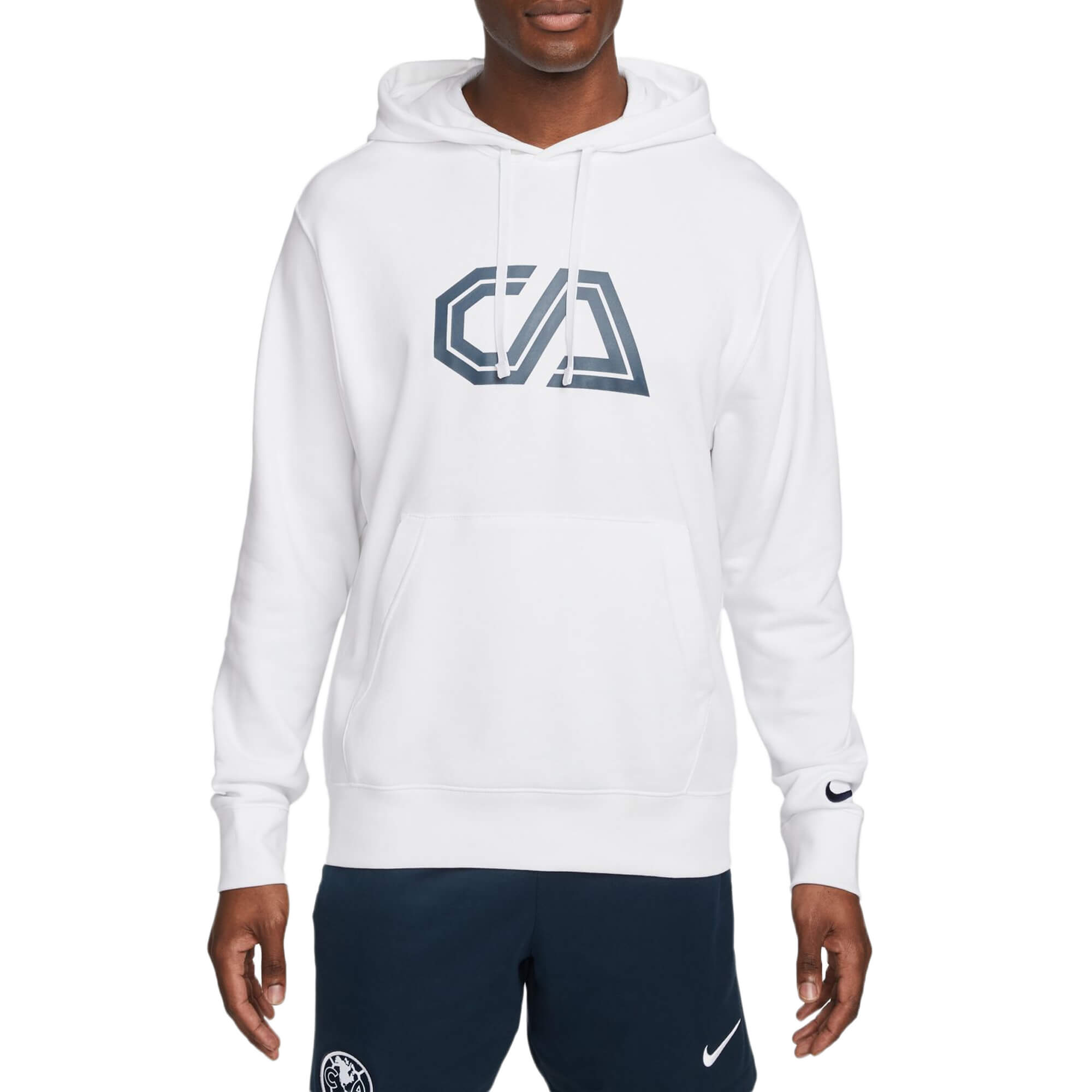 Nike Men's Club America French Terry Hoodie White/Navy、mySite、noshort