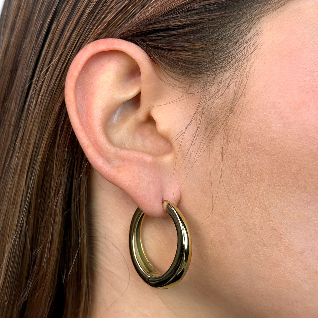 Essentielle Round Large Hoop Earrings, Gold Colour、mySite、botmansion