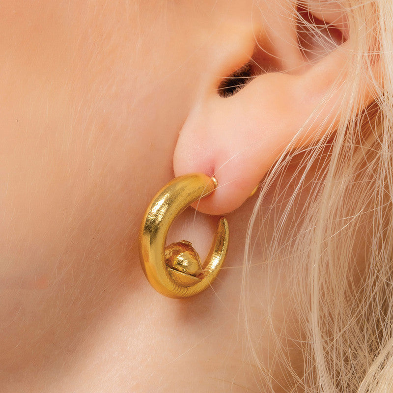 Crescent Hoop Earrings | 14K Gold Plated、mySite、camillekostekn
