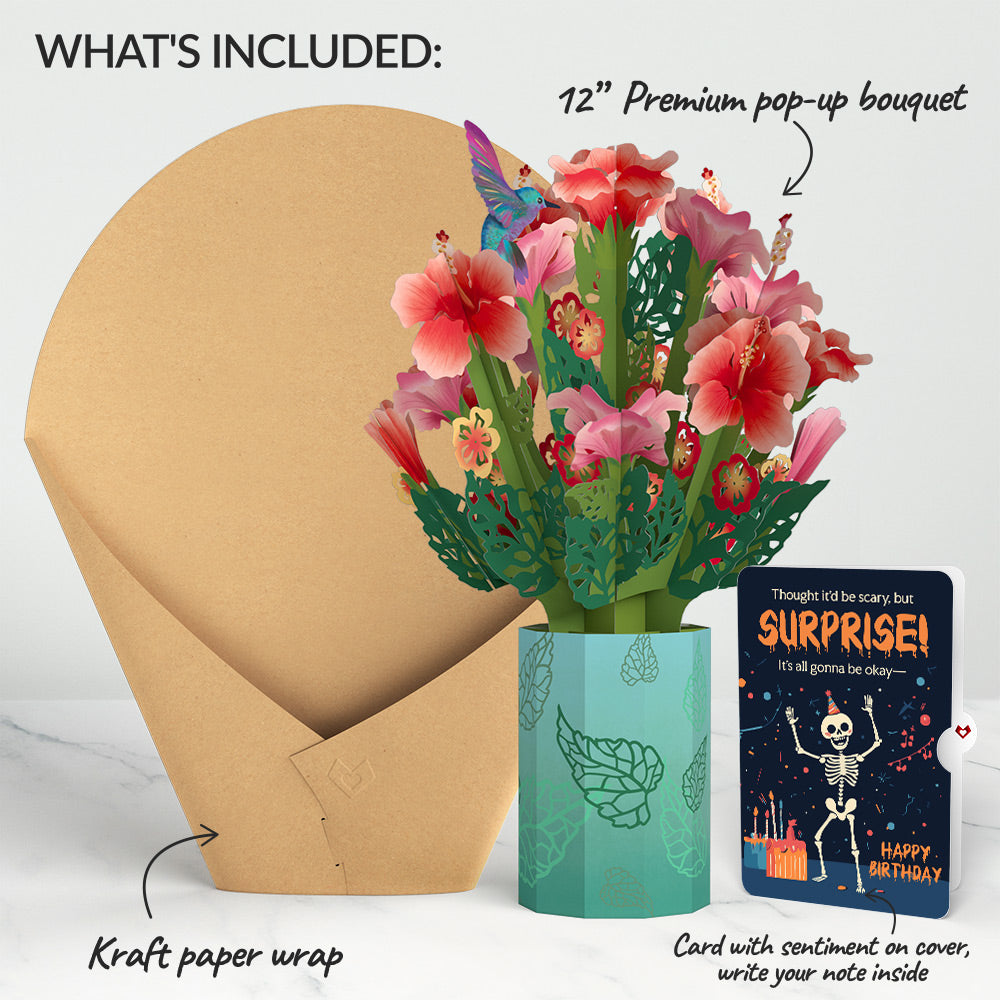 Hibiscus Birthday Bouquet and Surprise Skeleton Sentiment Set、mySite、solidvoid
