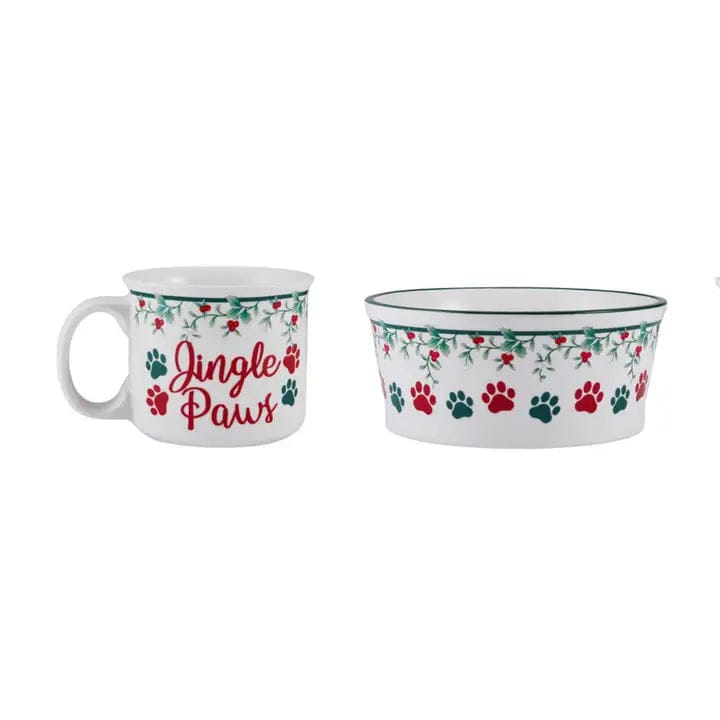 Jingle Paws Holiday Winterberry Dog Bowl and Matching Mug Set by Fitz & Floyd、mySite、g9winljtr