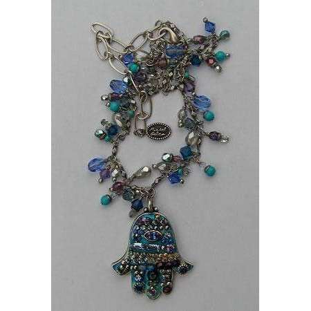 Michal Golan Medium Bright Blue Hamsa Necklace with Hang Beads、mySite、topwebapps