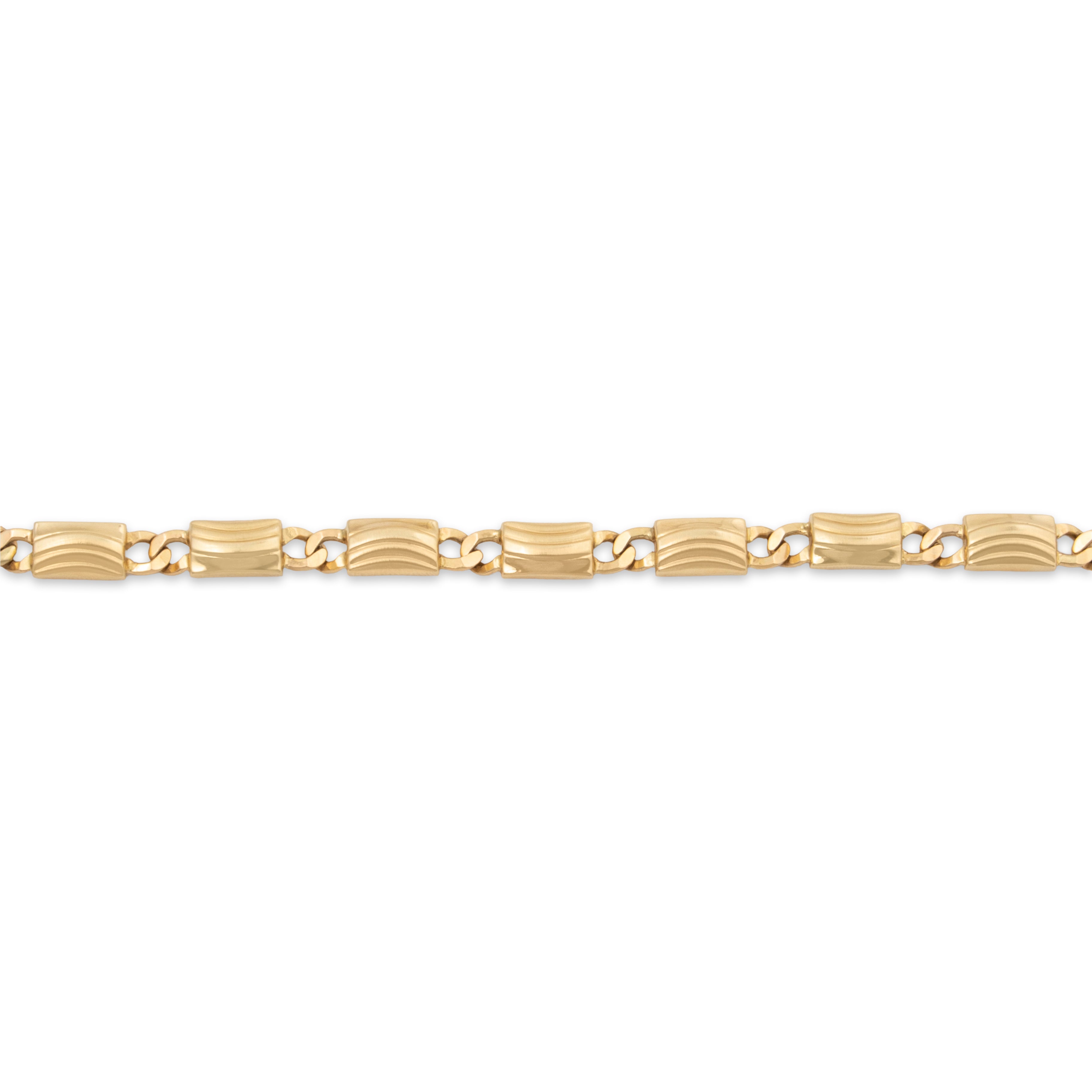 Vintage Italian 14k Yellow Gold Geometric Link Bracelet 7.25、mySite、hinf8tx79