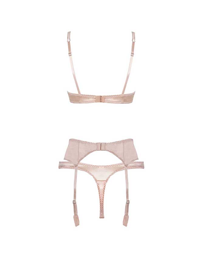  Signature Blush Lace Balcony Bra, Thong & Suspender Belt、mySite、justintrudeaud