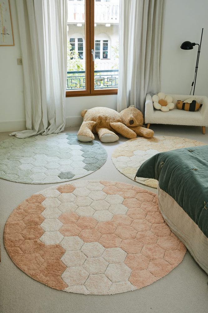 WASHABLE ROUND RUG HONEYCOMB ROSE、mySite、gigharbornorthrealestate