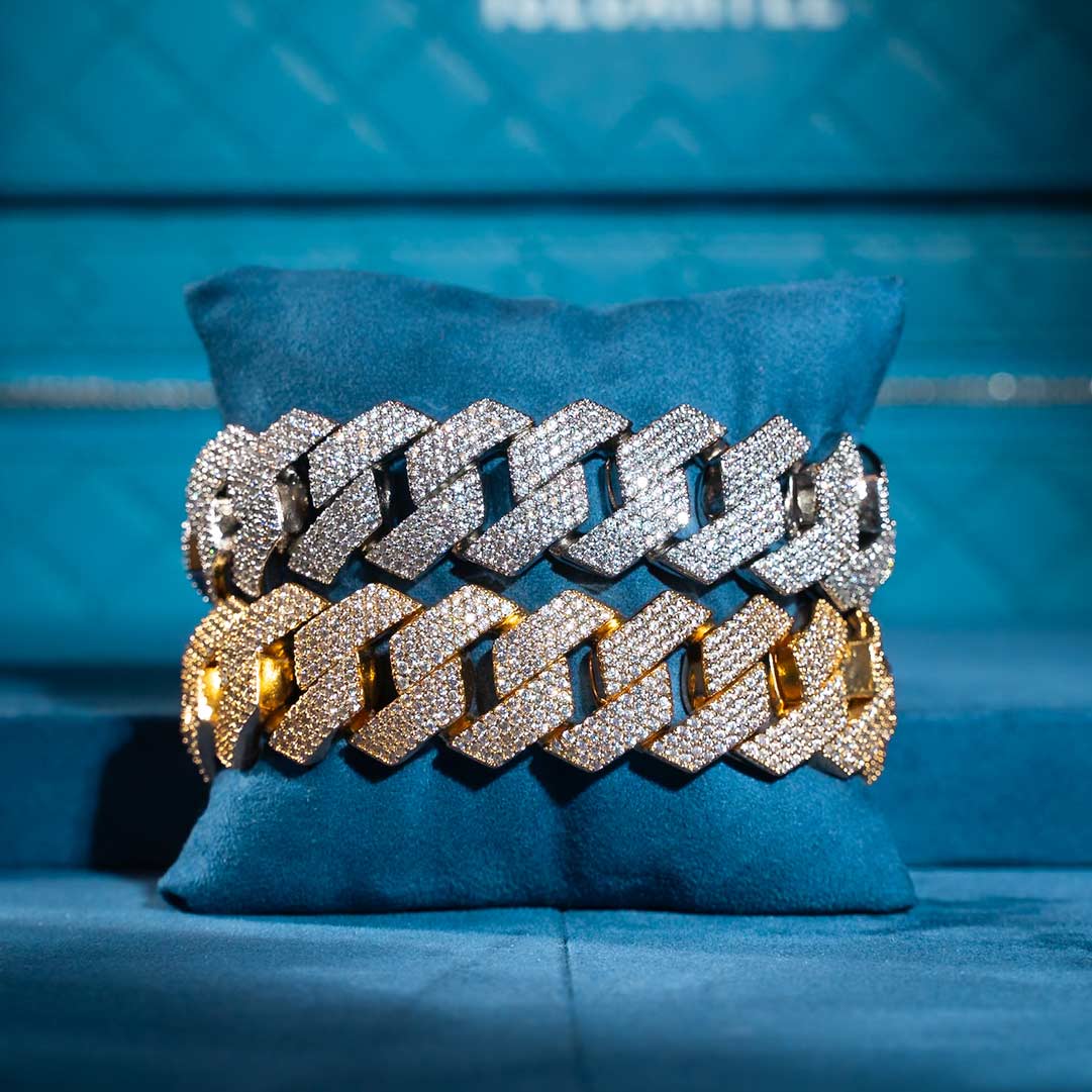 20MM 4-Row Moissanite Cuban Link Bracelet 14K Gold、mySite、hinf8tx79