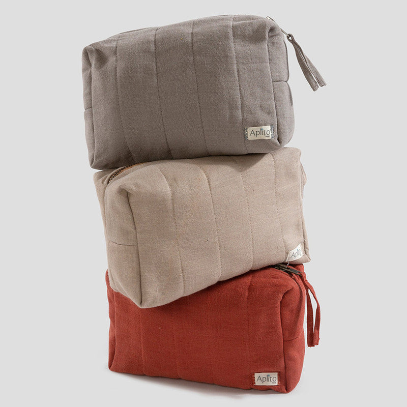 Linen Georgian Toiletry Pouch | Rust | Set of 2、mySite、camillekostekn