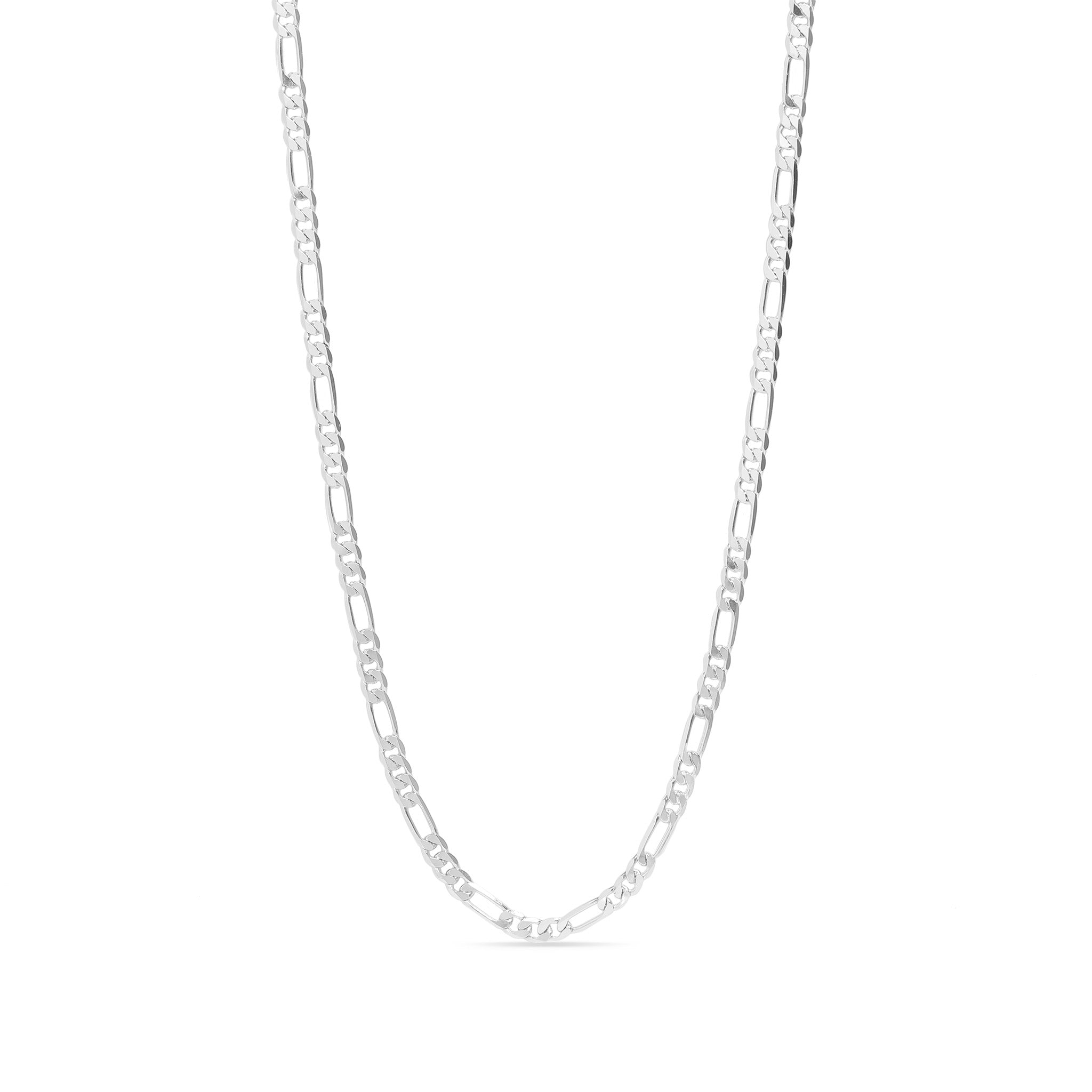 Sterling Silver Platinum Plated Diamond Cut Figaro Chain / SSC0001、mySite、dreamappss
