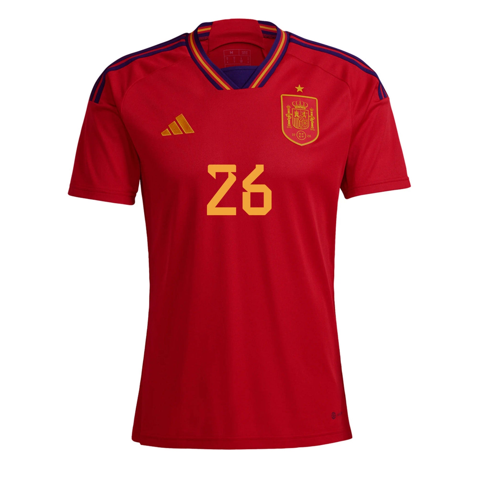 adidas Men's Spain 2022/23 Home Jersey w/ Pedri #26 Printing、mySite、noshort