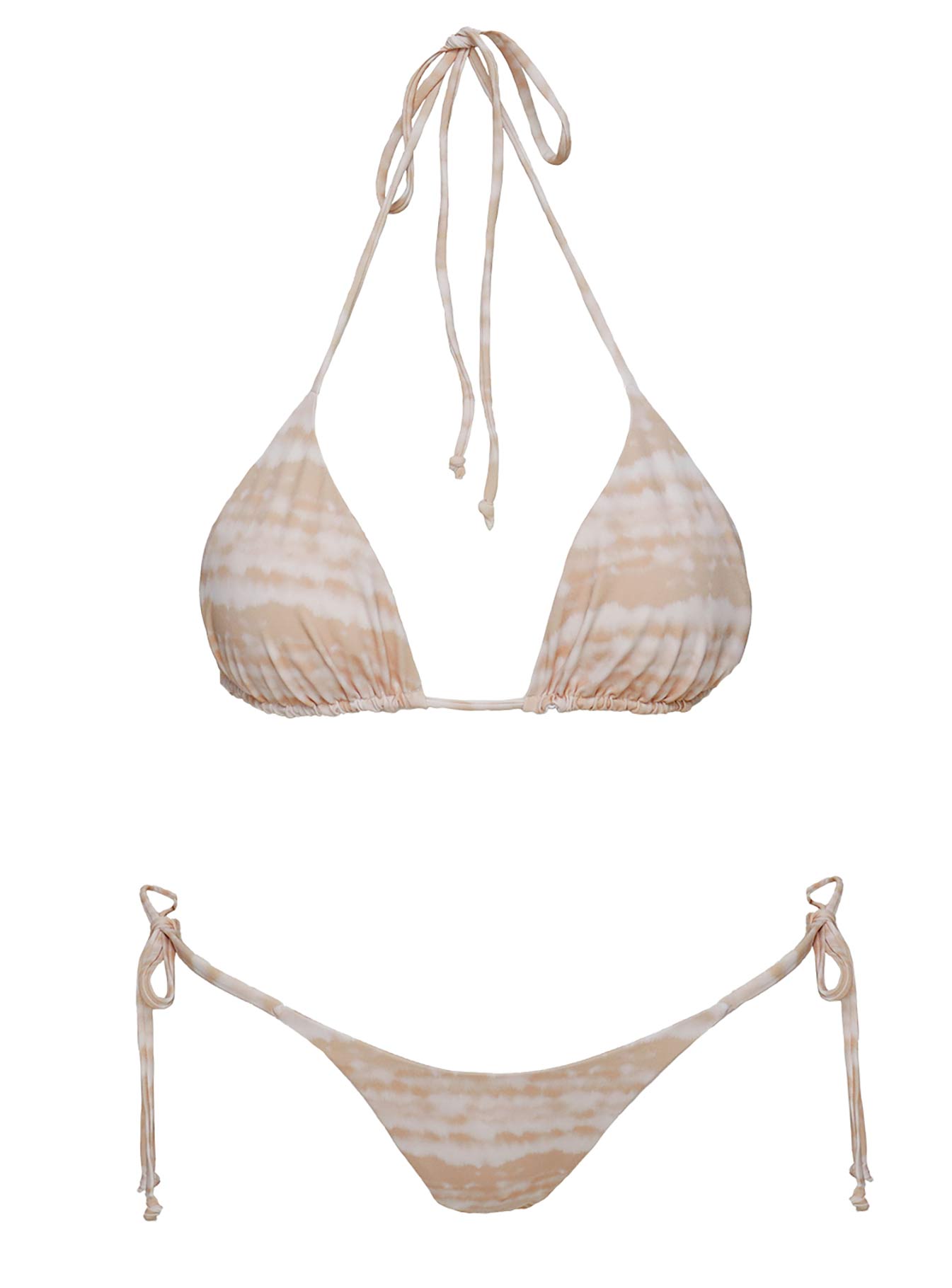 Nevaeh Triangle Shine Bikini Top Beige Tie Dye、mySite、solidvoid