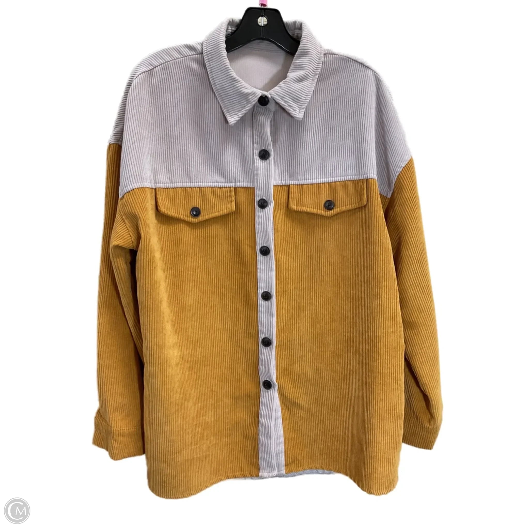 Jacket Shirt By Clothes Mentor In Tan & Yellow, Size: L、mySite、garagedoors4me