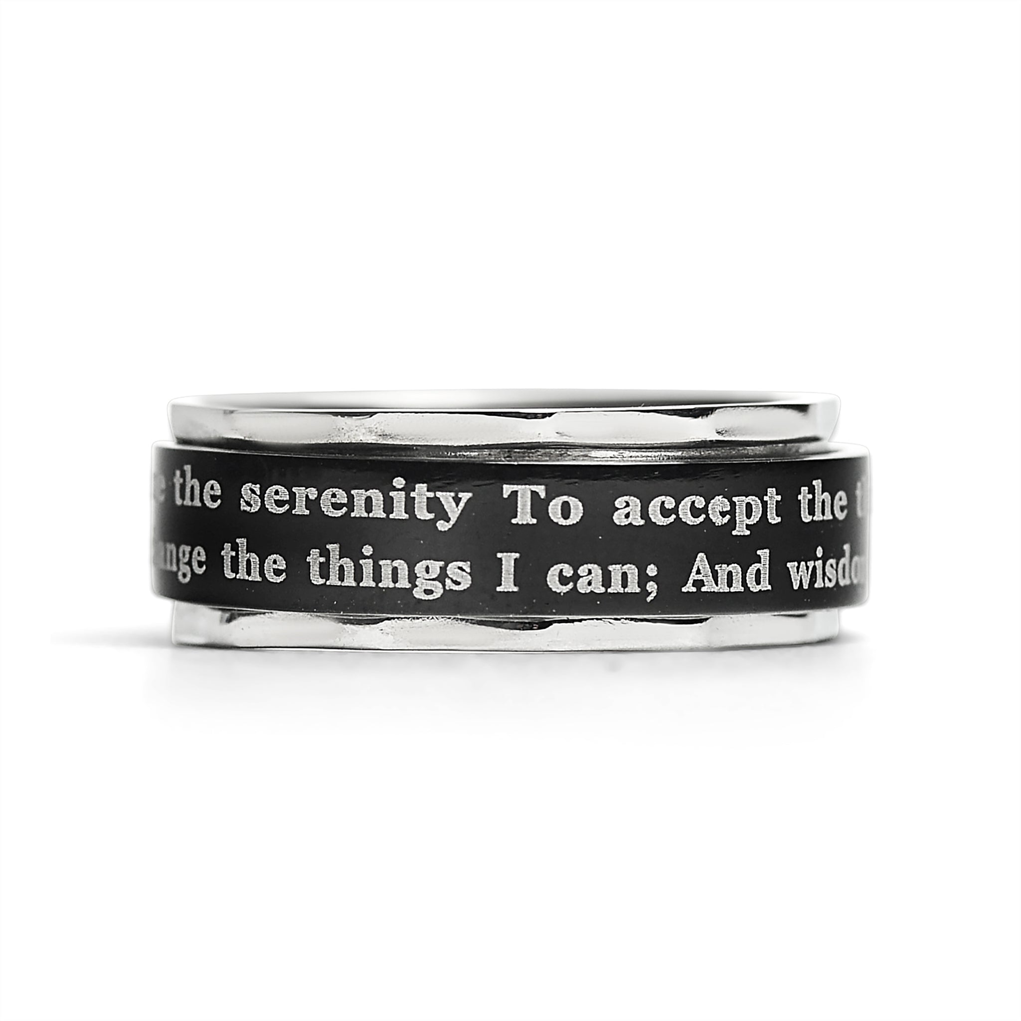 Highly Polished Stainless Steel Serenity Prayer Spinner Center Ring / SRJ1008、mySite、dreamappss