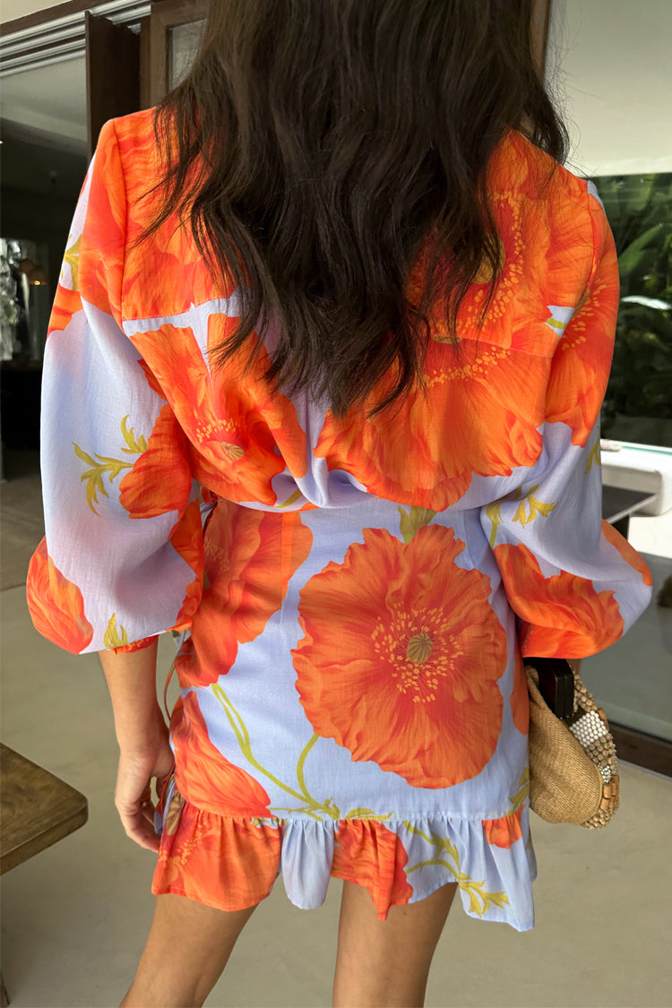 Blue Poppy Mini Jaspre Skirt with Frill、mySite、solidvoid