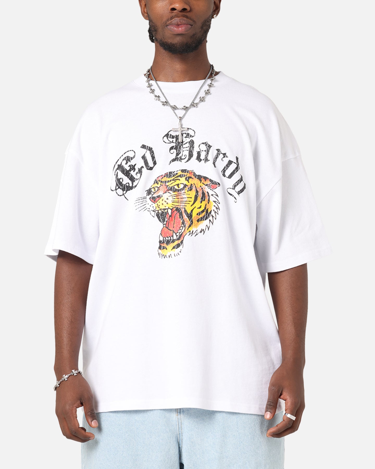 Ed Hardy Tiger Wrath T-Shirt White、mySite、zt4zffjzw
