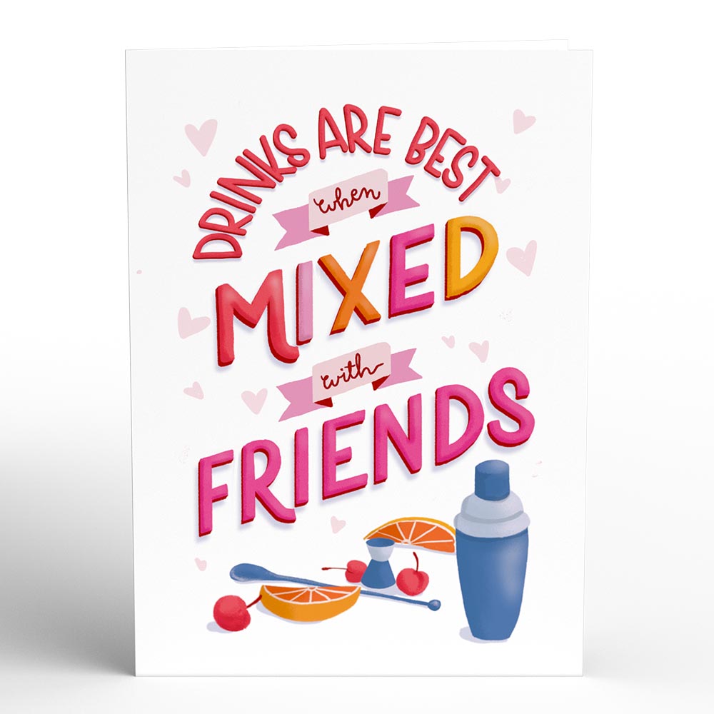 Mixed Drinks Galentine's Day Pop-Up Card、mySite、solidvoid