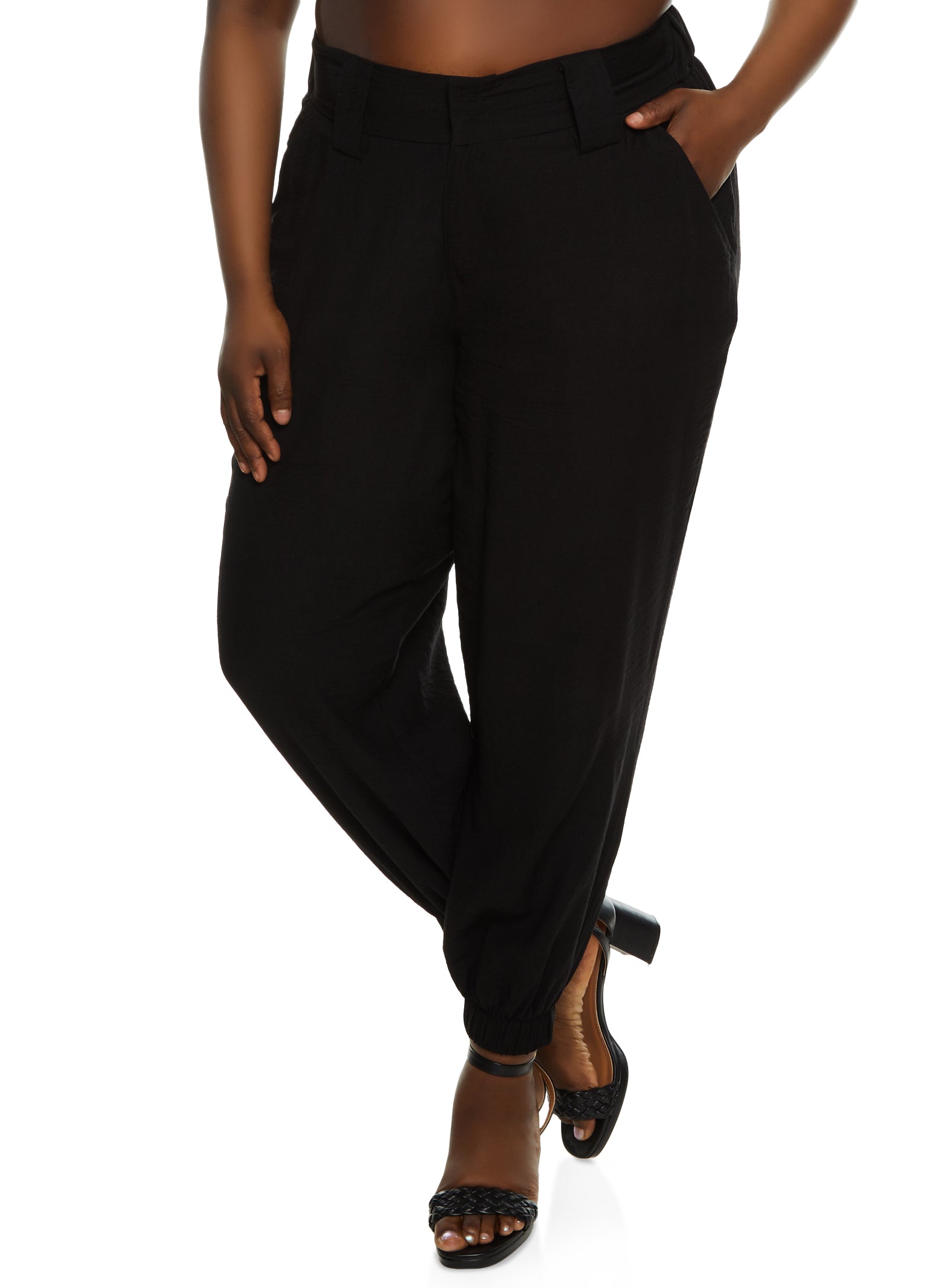 Plus Size Linen Wide Leg Tapered Pants、mySite、camillekostekn