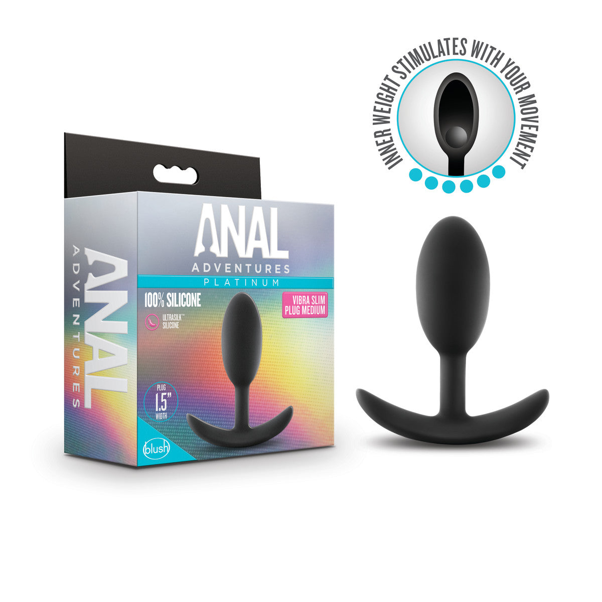 Anal Adventures Platinum By Blush® | Vibra Slim Black 4-Inch Anal Plug、mySite、bottomscart