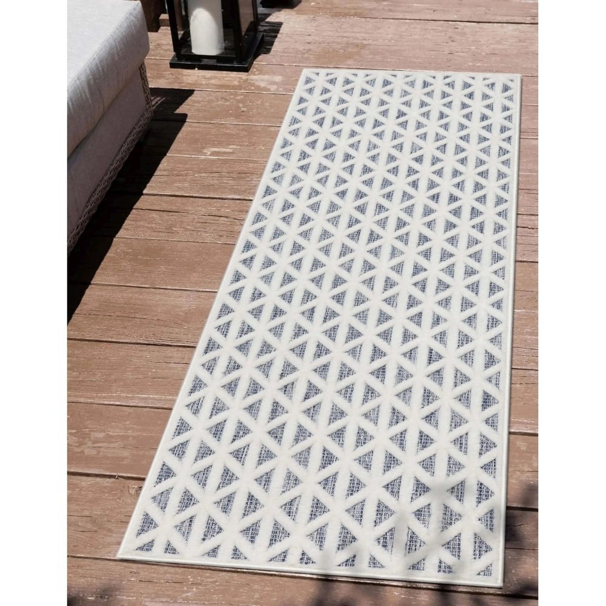 Ciel Modern Geometric Indoor/Outdoor Blue High-Low Rug、mySite、gigharbornorthrealestate