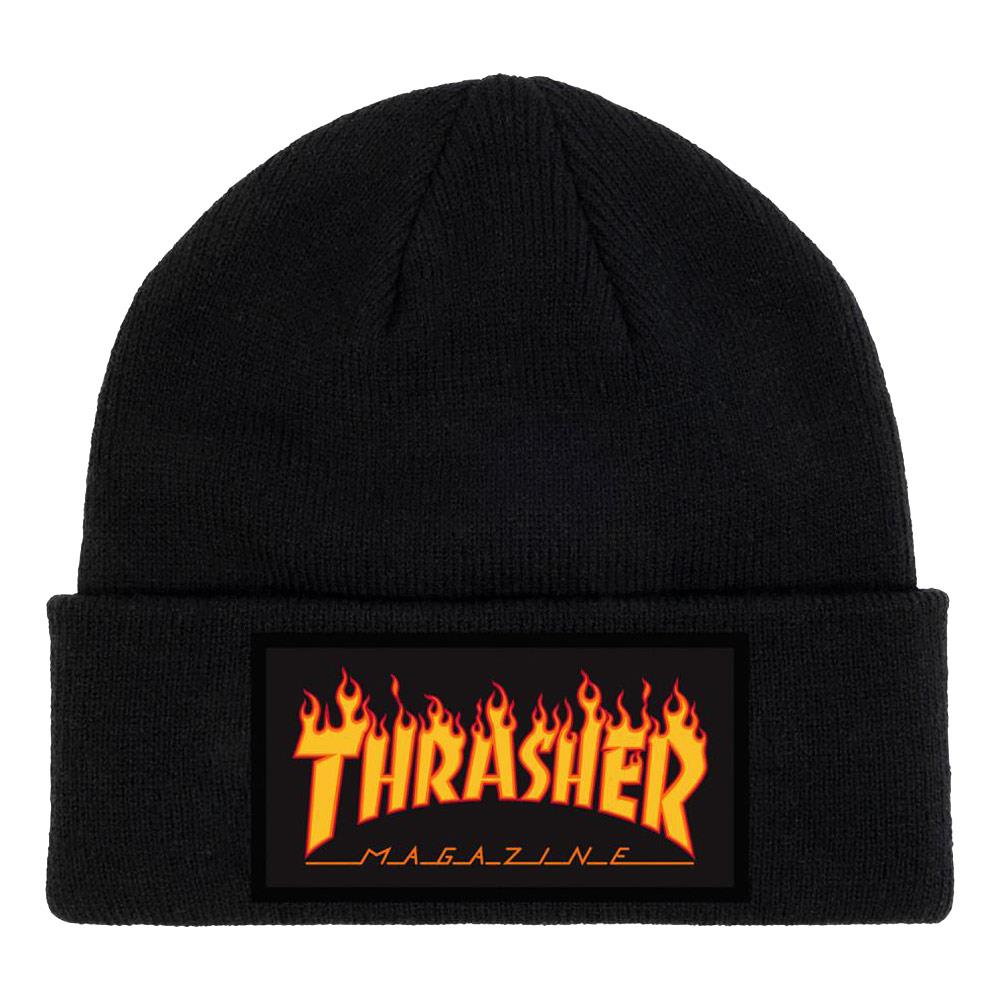  Thrasher Flame Patch Beanie - Black、mySite、merchandisen