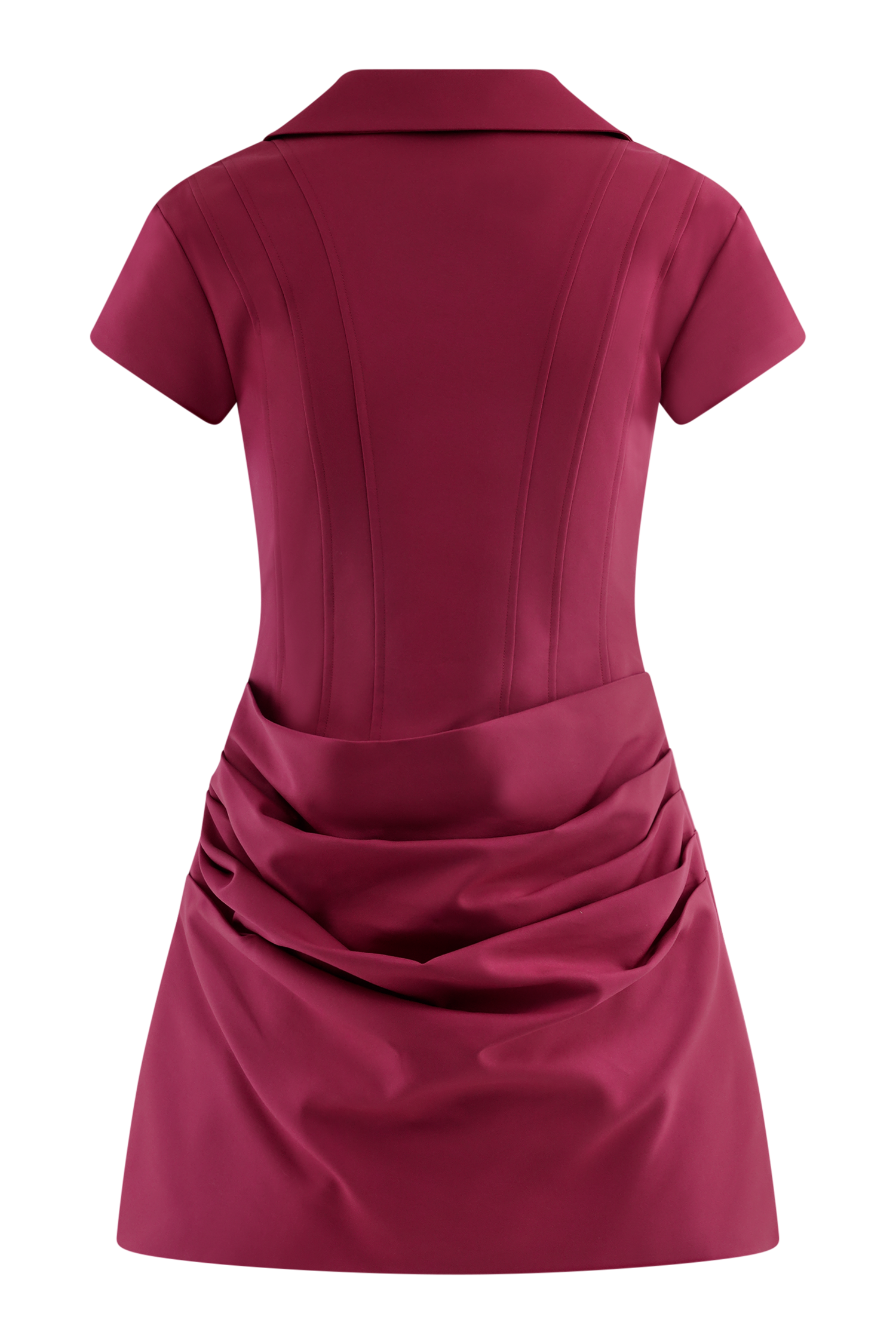 Tarryn Collared Cotton Mini Dress - Dragonfruit、mySite、solidvoid