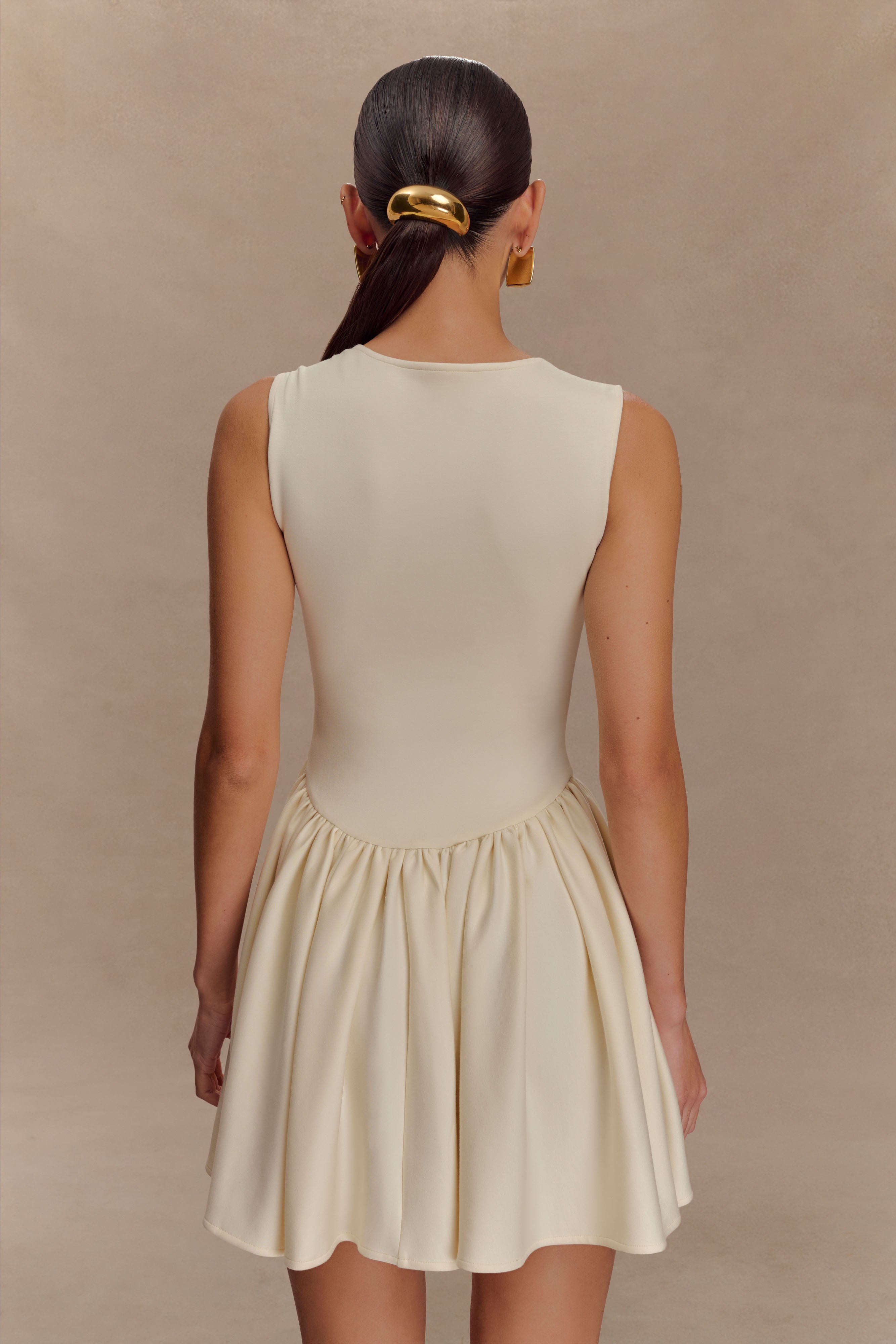 Sharon Scuba Jersey Mini Dress - Ivory、mySite、solidvoid