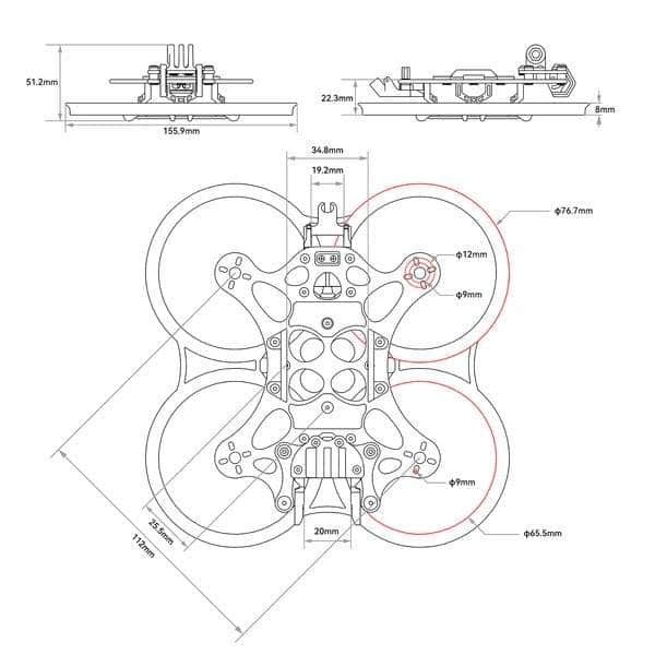 BetaFPV Pavo25 V2 Brusless Whoop Frame - Grey