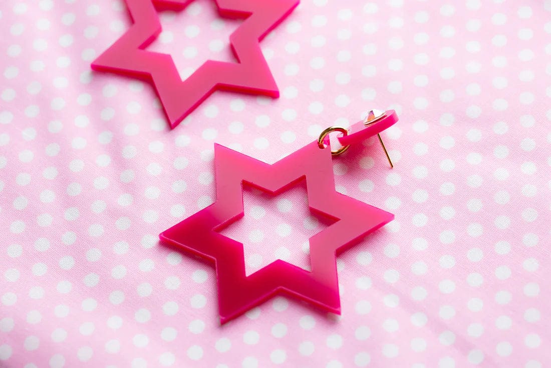 Ester Magen Statement Earrings - Magenta、mySite、topwebapps