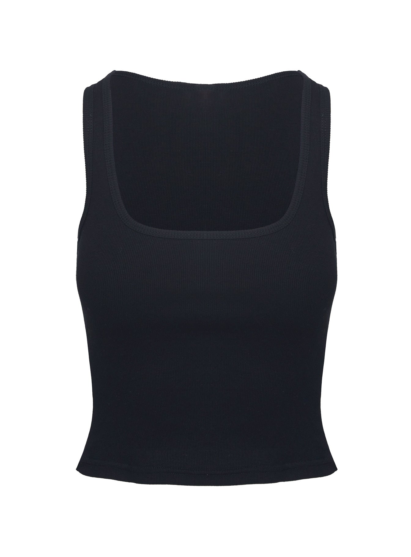 Baseline Square Neck Rib Tank Top Black、mySite、solidvoid