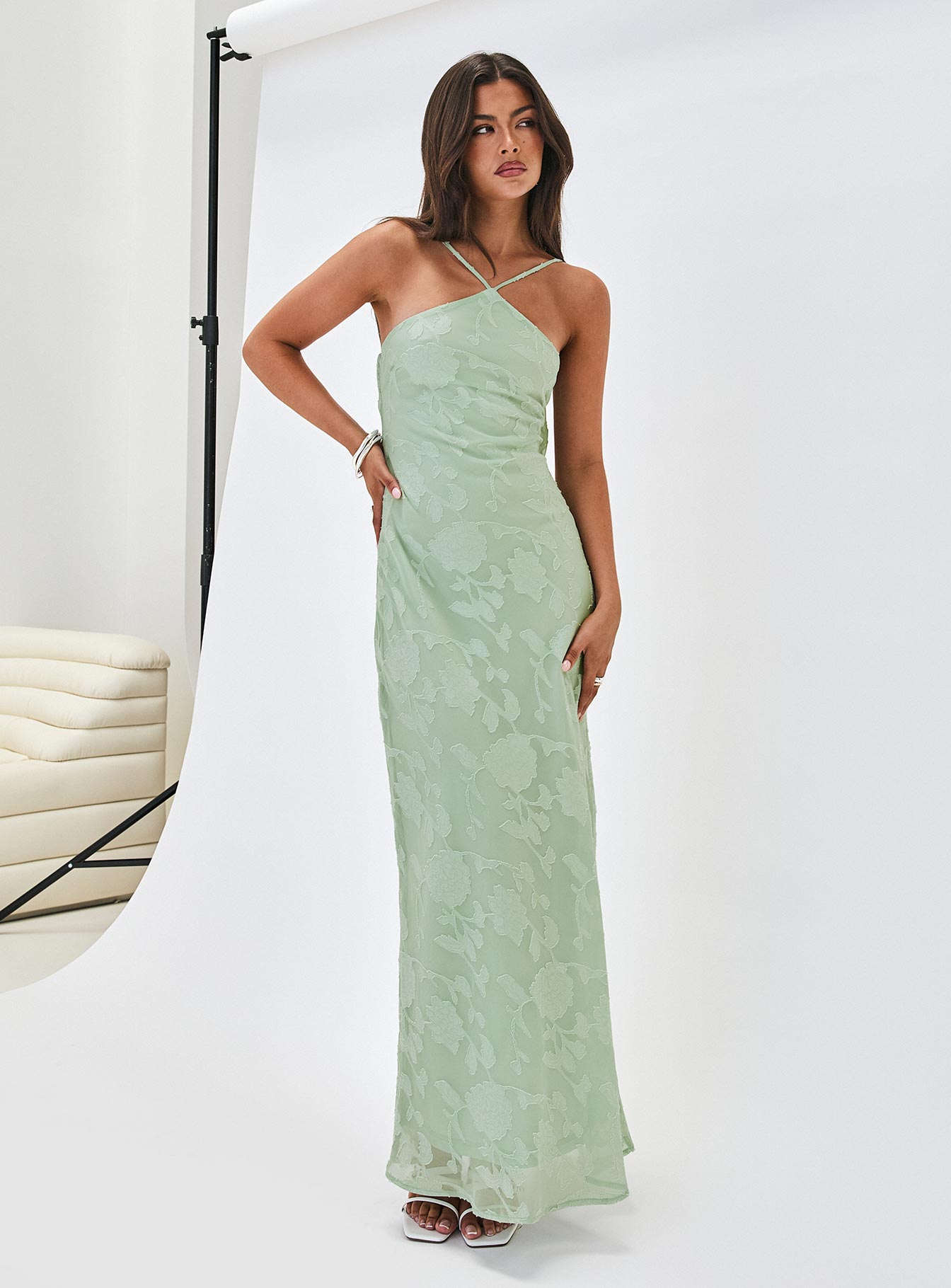 Zoelle Halter Maxi Dress Sage、mySite、solidvoid