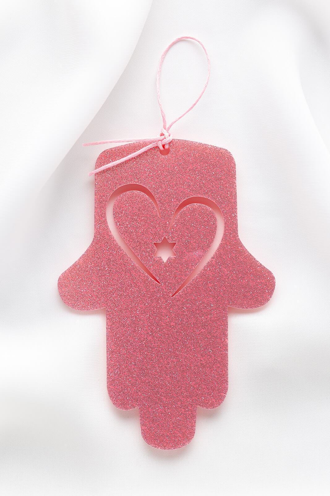 Petite Wall Hamsa with Heart - Pink Glitter、mySite、topwebapps