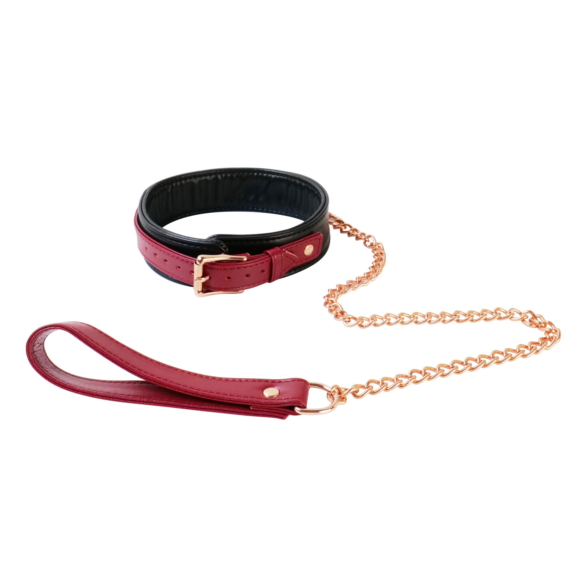Mystim Real Leather 6 Piece Burgundy Bondage Set | Wrist | Ankles | Collar | Chain、mySite、bottomscart