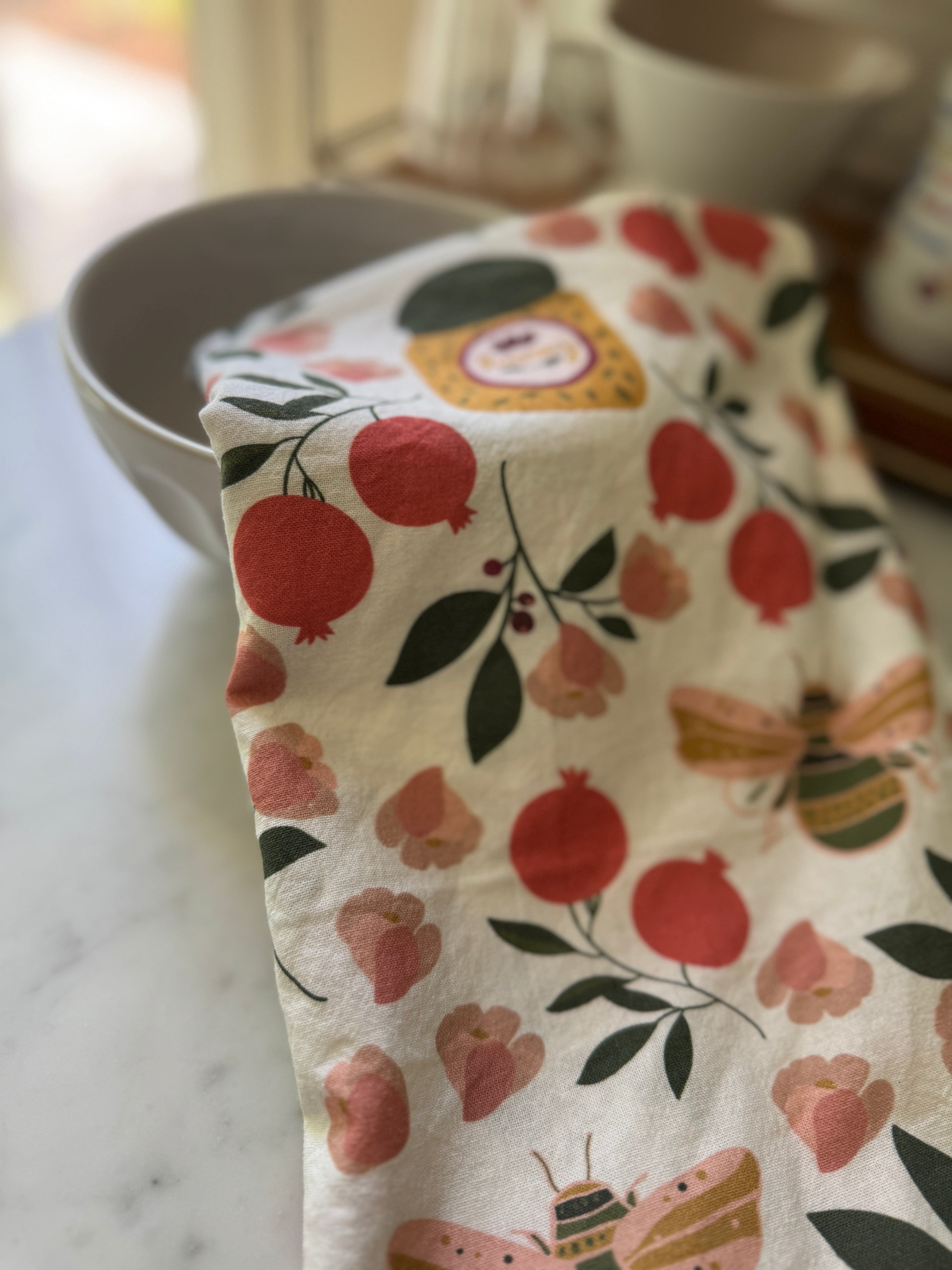 Rosh Hashanah Honey and Blooms Tea Towel、mySite、topwebapps