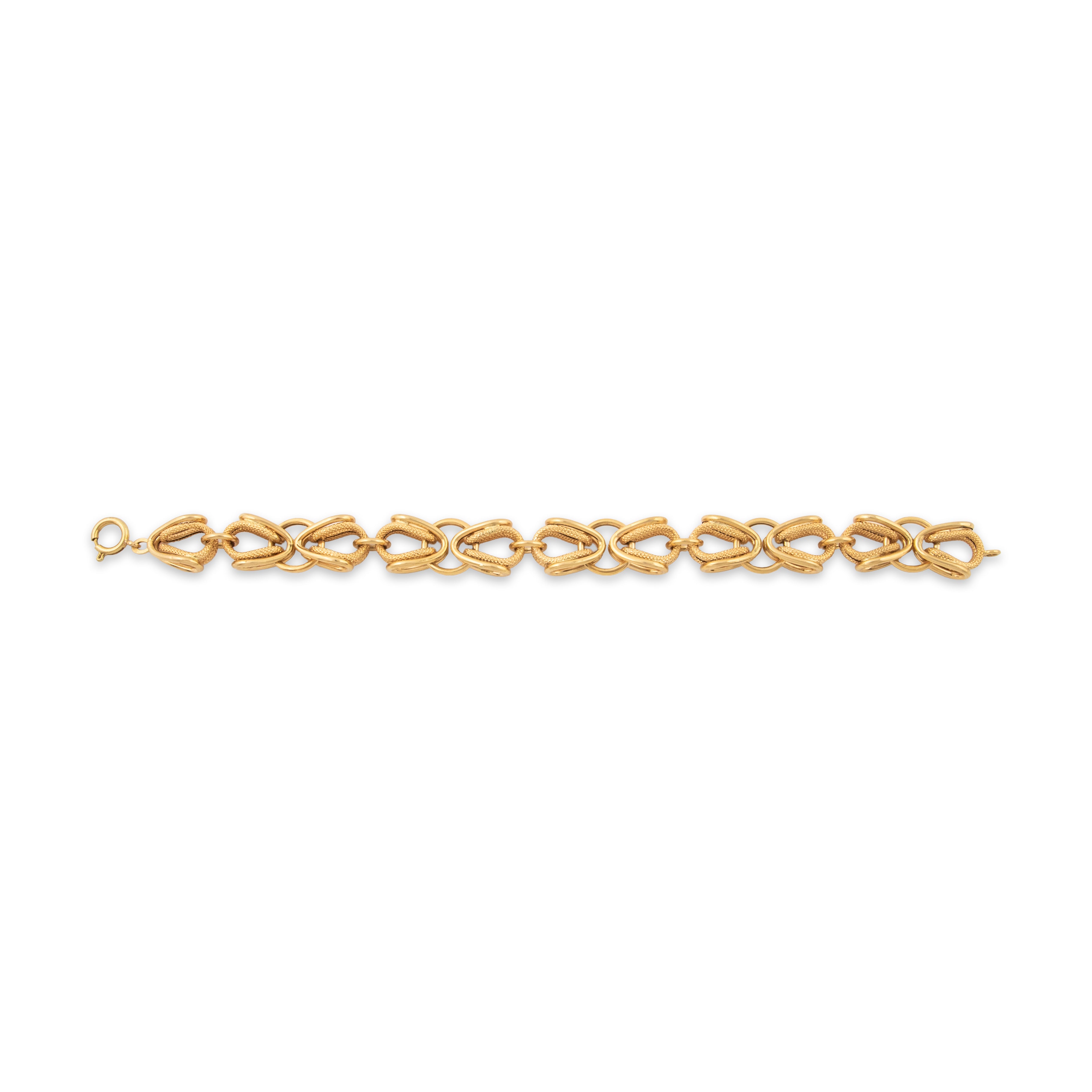 Vintage Italian 18k Yellow Gold Fancy 3-Dimensional Link Bracelet 6.75、mySite、hinf8tx79