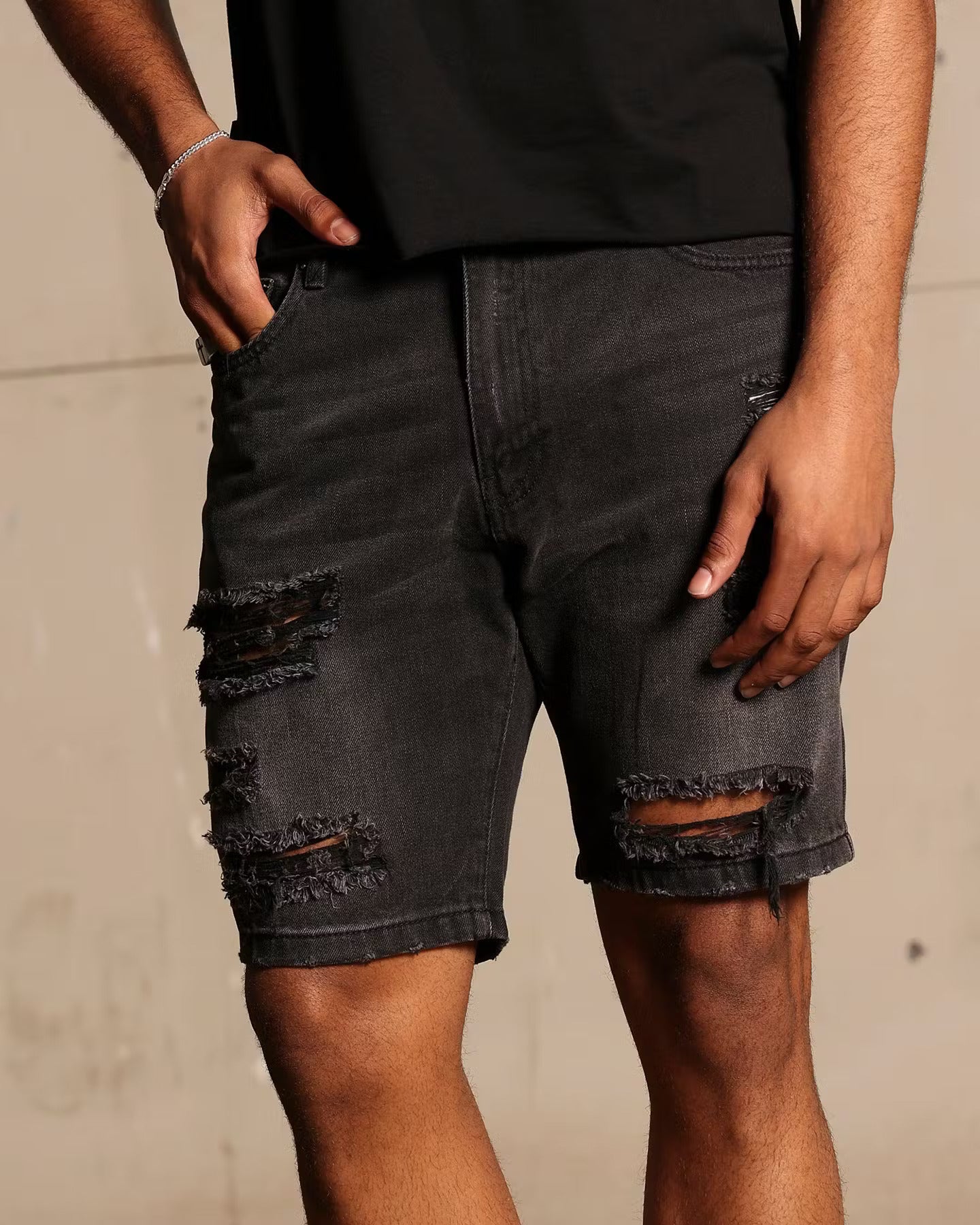Saint Morta Destroyer Distressed Shorts Vintage Black、mySite、zt4zffjzw