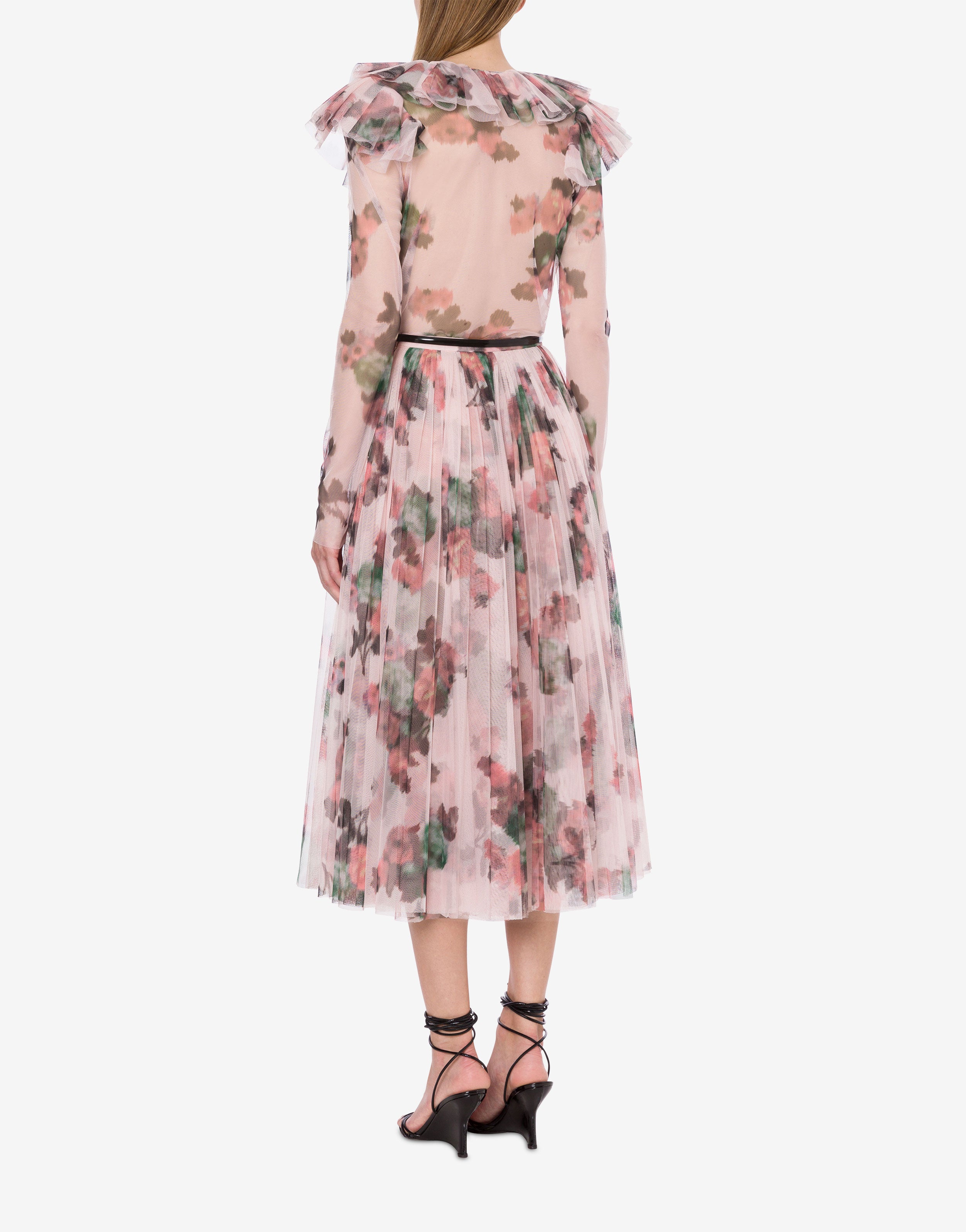 Blusa in tulle con stampa fiori、mySite、aoinhome