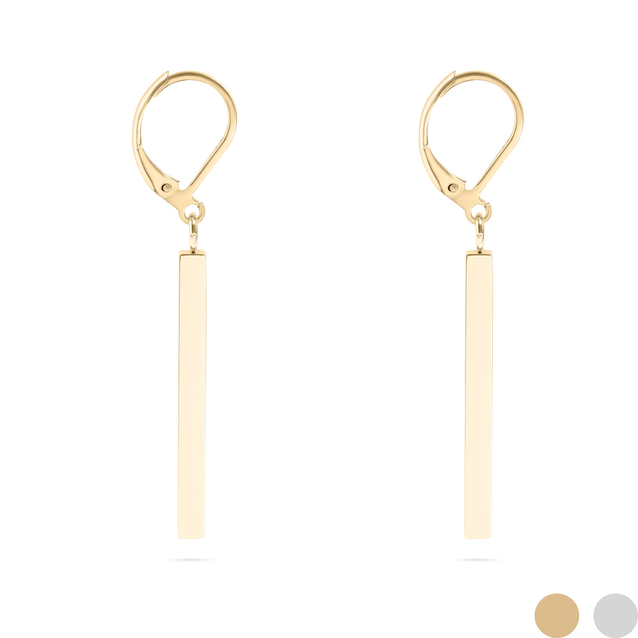18K Gold PVD Stainless Steel Dangle Vertical Drop Bar Earrings / ERJ0061、mySite、dreamappss