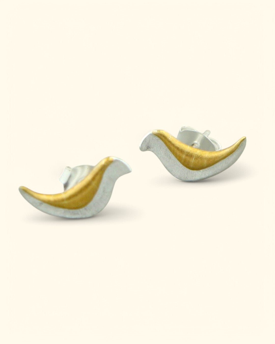 Sing Your Song Gold and Silver Tone Bird Earrings、mySite、topwebapps